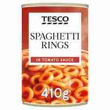 Tesco Spaghetti Rings In Tomato Sauce 410G