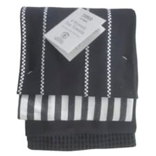 Tesco Black Dobby Tea Towel 4pk