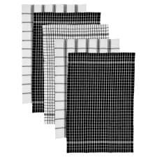 Tesco Recycled Cotton Terry Tea Towel 5 Pack Black