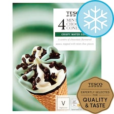 Tesco Mint & Chocolate Cones 4 X 110Ml