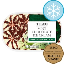 Tesco Mint Chocolate Ice Cream 900Ml