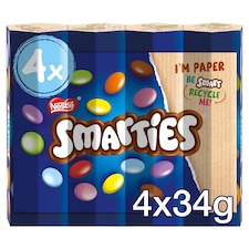 Smarties Milk Chocolate Tube Multipack 34g 4 Pack