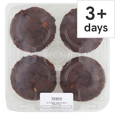 Tesco Soft & Fluffy Triple Chocolate Muffins 4 Pack