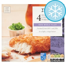 Tesco 4 Battered Cod Fillets 500G