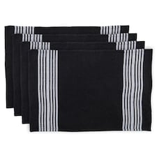 Nicola Spring 100% Cotton Kitchen Tea Towels Cleaning Drying Cloth - 60cm x 40cm - Black - Pack of 4