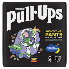 Huggies Pull Ups Training Nappy Pants Unisex Night 2-4Yr Size6 x18