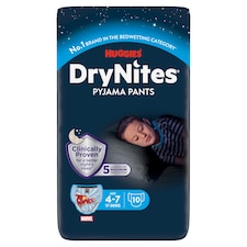 Huggies DryNites Bedwetting Pyjama Nappy Pants Boys 4-7Yr x10