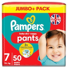 Pampers Baby-Dry Nappy Pants Size 7 Jumbo+ Pack 50 Pack