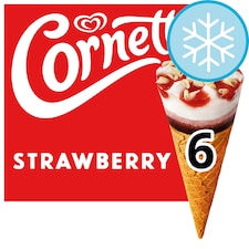 Cornetto Strawberry Ice Cream Cones 6x90ml