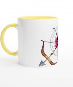 Bow vs Bow White 11oz Ceramic Mug with Color Inside Ceramic Yellow